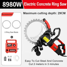 UYCVT Ring Concrete Saw, 8980W/9500W Concrete Cutter Saw, Brushless Electric Wall Chaser Grooving Cutting Machine, with Water Fed Dust Suppression for Slotting Brick Granite Ma-8980w