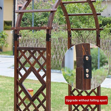 OREKPOT Wooden Garden Arbor, Decoration Arch Trellis with Gate, Outdoor Wedding Arch for Ceremony Party Backyard Lawn Yard Climbing Vines，200cm/78.7in