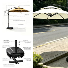 AY8ADYUI Table Market Umbrella,Cantilever Umbrella,Large Outdoor,with Base,8 Sturdy Ribs,Crank and Sturdy Ribs,for Garden, Deck, Backyard, Pool, Turquoise(Pale White)