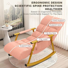 OREKPOT Rocking Chair and Footstool Set, Oversized Recliner with Height-Adjustable Backrest and Footrest for Living Room and Outdoor Use，Pink Golden Legs
