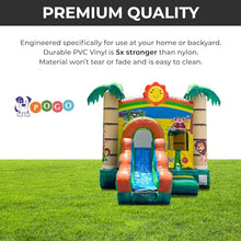 Pogo Bounce House Inflatable Tropical Smiley Castle Combo with Slide and Pool