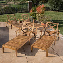 Outdoor Acacia Wood Chaise Lounge (Set of 4) by Brown Solid Modern Contemporary Mobile Water Resistant