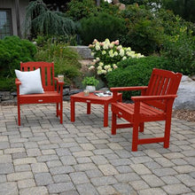 highwood AD-KITCHGL2-RED 2 Lehigh Garden Chairs with 1 Square Side Table 3-Piece Set, Rustic Red