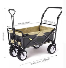 IRYZE Outdoor Utility Wagon Outdoor Folding Utility Wagon Heavy Garden Transporter Folding Camping Trailer Portable Shopping Cart Adjustable Handle Grocery Cart