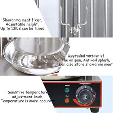 Etsuosy Electric Vertical Rotisserie Grill with Rotating Skewer and Dual Heating Tubes, 11.6 x 10.6 x 18.5 in, Black, for Chicken Kebab Doner Shawarma, 2400W