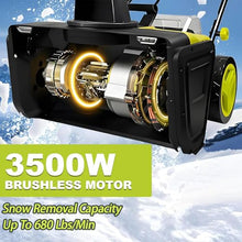Electric Cordless Snow Blower, 3500W, 20in Working Width, Max Throwing Distance 25ft, Dual LED Headlights for Easy Nighttime Clearing