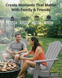 YEFU Oversized Adirondack Chair with Cup-Holder - Grey