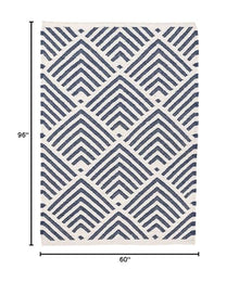 Dash & Albert Cleo Indoor/Outdoor Area Rug 5' x 8' Navy Geometric Handwoven Washable