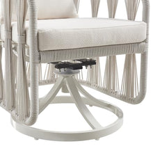 Breeze Cream Metal Outdoor Swivel Dining Chair with Pearl Cushions
