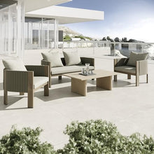 Salvora - Outdoor Beige Fabric & Grey Rope Loveseat