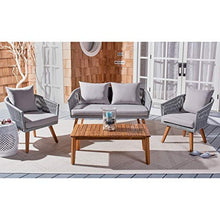 SAFAVIEH PAT7072A Outdoor Velso Rope 4-Piece Seat Cushions and Pillows Included Patio Set