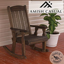 Amish Casual Heavy Duty 600 Lb Mission Pressure Treated Rocking Chair with Cupholders (Dark Walnut Stain)