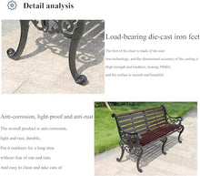 ERoomQ Outdoor GThe Bench,Heavy-Duty Park Bench with armrests and backrest, Patio Loveseats with cast Iron Frame and anticorrosive Solid Wood Slat