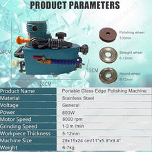 Small Glass Edging Machine, Electric Glass Edging Machine 8000r/Min Portable Small Glass Edger Machine, Straight Round Bevelled Glass Edging Grinder Glass Acryl Polishing Machine for Glass Stone Blue