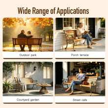 XYYZZZ Outdoor Garden Bench, 59in Weatherproof Patio Bench with Cast Iron Backrest, Solid Wood Seat & Protective Cover, 570 LBS Capacity, Easy Assembly Park Bench for Yard/Deck/Porch(Bronze)