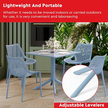 Costaelm Set of 4 Dining Chairs, HDPE Patio Square Coffee Table and Stackable Chairs, Outdoor Deck Furniture All Weather for Backyard Porch Poolside, French Blue