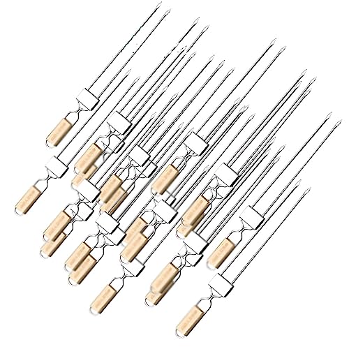SPXTOM 50 pcs BBQ Needle Sticks, Bifurcated Kabob Skewers, Stainless Steel skewers Grilling, Reusable, not Easy to Break, for Appetizers, Fruit
