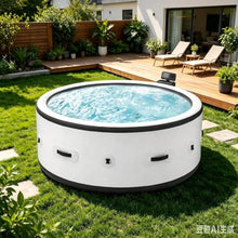 Hot Tub Portable Spa 4-6 Person, 150 Air Jets, PTC Circulation & Low-Water Heating With Drain System 104°F Heating,Heater Pump, Filter, Leak-Proof PVC, (Circle, 81.1×27.9 In)