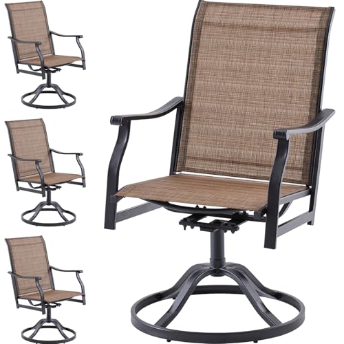 Soohow Outdoor Dining Chairs Set of 4, 360°Swivel Patio Dining Chair with Textilene Fabric, Outdoor Metal Armchair All Weather Resistant, Ergonomic Comfort, Perfect for Patio, Backyard, Balcony