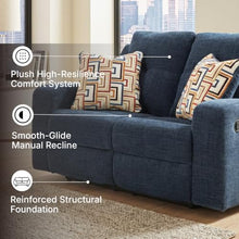 Signature Design by Ashley Danum Small Reclining Loveseat Sofa, Ink Blue