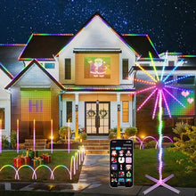 Curoee Christmas LightShow Set, 66ft Permanent Outdoor Lights, Smart Curtain Lights, LED Firework Light, Pathway Light App Control & Music Sync for Party Wedding Christmas Decorations Gifts