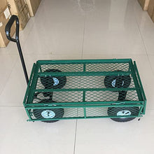WAFEOGK Household Garden Carts Courtyard Folding Camping Wagon Cart Lawn Outdoor Steel Heavy Duty Beach with Big Wheel