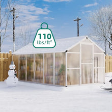 8x12 FT Greenhouse for Outdoors, Large Aluminum Greenhouses with Adjustable Roof Vent, Heavy Duty Greenhouse with Ground Nails, Walk-in Green Houses for Outside Garden, Backyard, Patio
