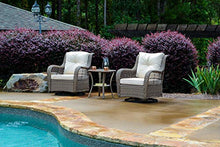 Tortuga Outdoor Rio Vista Bistro Set with Swivel Glider Chairs and Side Table Sandstone Wicker