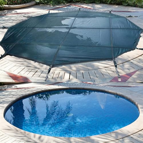 LZMZMQ 40/38/ 36/34/ 32/30/ 28/26/ 24/22/ 20 Foot Round Swimming Pool Winter Safety Cover, Pool Protection Mesh for Inground Pools/In Ground Pool, Elastic Cover para Piscina(33ft/10m)