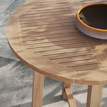 Modway Wellspring Outdoor Round Teak Wood Bar Table in Natural