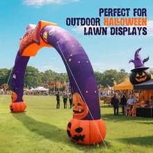 Wellcomer 27FT Halloween Inflatable Pumpkin Arch with Built-in Blower, Blow Up Archway for Outdoor Decoration, Halloween Party, Lawn Garden
