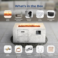 SereneLife Propane Gas Fire Pit Table, 50,000 BTU Square Outdoor Firepit with Stainless Steel Burner, Adjustable Flame, Lava Rocks & Weather-Resistant Cover for Backyard, Patio, Garden (42"x20"x23.6")