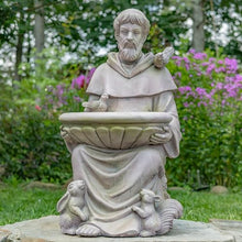 Zaer Ltd. Saint Francis Garden Statue with Birdbath, Antique Grey Magnesium, 30-36 Inch Height (30" Tall Sitting)