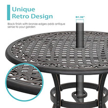 NUU GARDEN 3 Piece Outdoor Bistro Set Cast Aluminum Patio Set Bistro Table Set Rustproof Patio Table and Chairs with Umbrella Hole for Backyard, Balcony, Front Porch, Lawn, Pool, Black