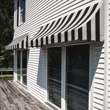 Awntech 6' Nantucket (76.5"-31"-24") Curved Slope Fixed Awning, Black/White Stripe