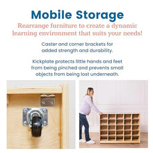 ECR4Kids 25 Cubby Mobile Tray Storage Cabinet Natural