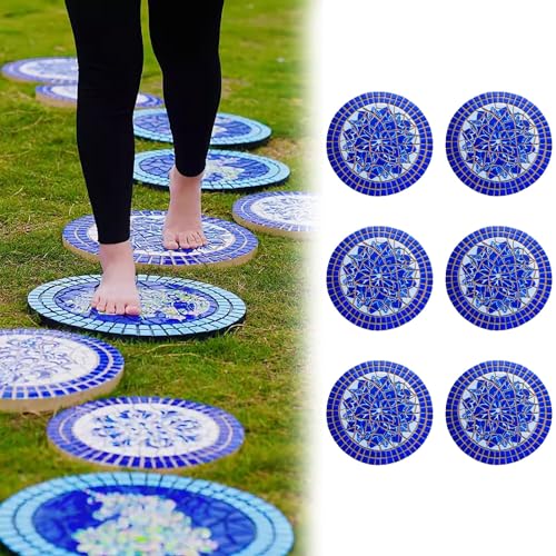 Elitix Stepping Garden Stone Mosaic Patterns Tiles for Walkway, Outdoor Stepping Gardening Stone, 30/34 / 39cm Stone Ornaments Memorial for Garden(Color:Large,Size:6 pcs)