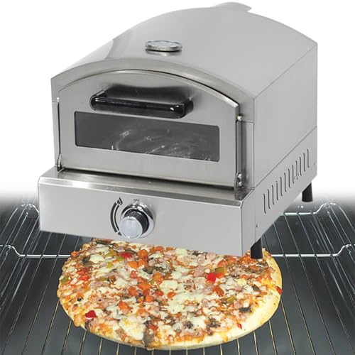 Beachtiful Gas Outdoor Pizza Oven and Grill, Includes Stone, Grill Rack, and Built-in Thermometer, Stainless Steel, for Party Outdoor Cooking Commercial/Home