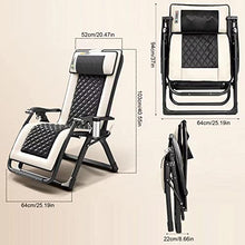 XZSBDXHH Oversized Zero Gravity Chair Folding with Massage Heating Function Back Adjustable Any Angle Lawn Recliner Reclining Patio Lounger Chair Portable Chaise with Holder (Beige)