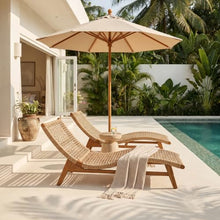 Christopher Knight Home Amanda Acacia Wood Chaise Lounge Chair Outdoor Set of 2, Wicker Patio Chaise Lounges for Balcony Backyard, Outdoor Sun Lounger, Poolside Seating, Light Brown+Teak