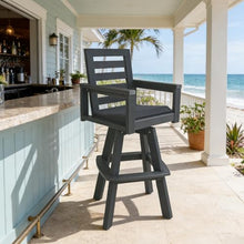 KEIKI HDPE Outdoor Swivel Bar Stools Set of 1, 360° Bar Height Patio Chairs with Ladderback Design, Weather-Resistant Lawn & Deck Seating, Slate Gray