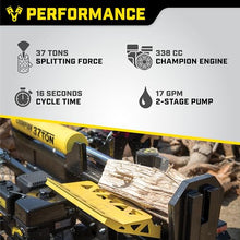 Champion Power Equipment 37-Ton Horizontal/Vertical Full Beam Gas Log Splitter with Auto Return