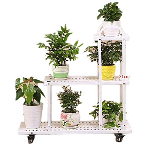 MIIKHI Plant Stands,Flower Shelf Wrought Iron Multi Layer Floor Standing Balcony Shelf Indoor Green Radish Fleshy Flower Shelfnishings/White/B