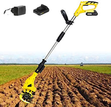 JKSVTF Cordless Tiller, 20V Garden Tiller, Adjustable Electric Tiller, (Yellow)