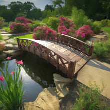 SamsGazebos Swan Wood Garden Bridge with Cross Halved Lattice Railings 6-Feet Brown