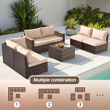 HTERWQEA 7-Piece Outdoor Furniture Set, Patio Sectional Conversation Set for Backyard, Garden, Porch, Balcony, or Poolside Use