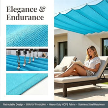 FENGZEQUAN Retractable Wave Sun Shade Sail, Pergola Shade Cloth Cover, Polyester Sunscreen Awning Canopy, Wind Protection for Outdoor Patio, Yard, Terrace, Carport(W3.2*L20m/W10.50*L65.62ft)
