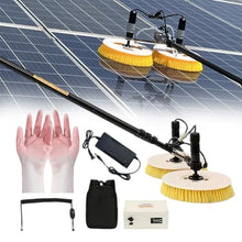 pealiritansemen Electric Solar Panel Cleaning Brush, Extendable Window Cleaning Pole Cleaner Kit, Outdoor Pool Cleaning Brush, Adjustable Water Fed Pole Cleaning Kit, Come with A Pair of Gloves,7.5m