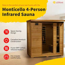 Blue Wave Monticello 4-Person Hemlock Infrared Sauna with 9 Carbon Heaters