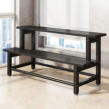 2 Tier Stair Style Large Metal Plant Stand Garden Display Shelf Modern Flower Pot Holder Storage Organizer Rack For Indoor Home Outdoor Patio Balcony Yard Practical Flower Rack (Black Rectangle